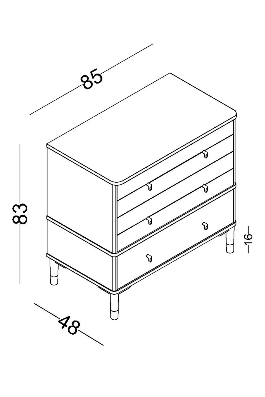 Chambre d'enfant Marin (Armoire 3 portes + * Montessori + Commode)