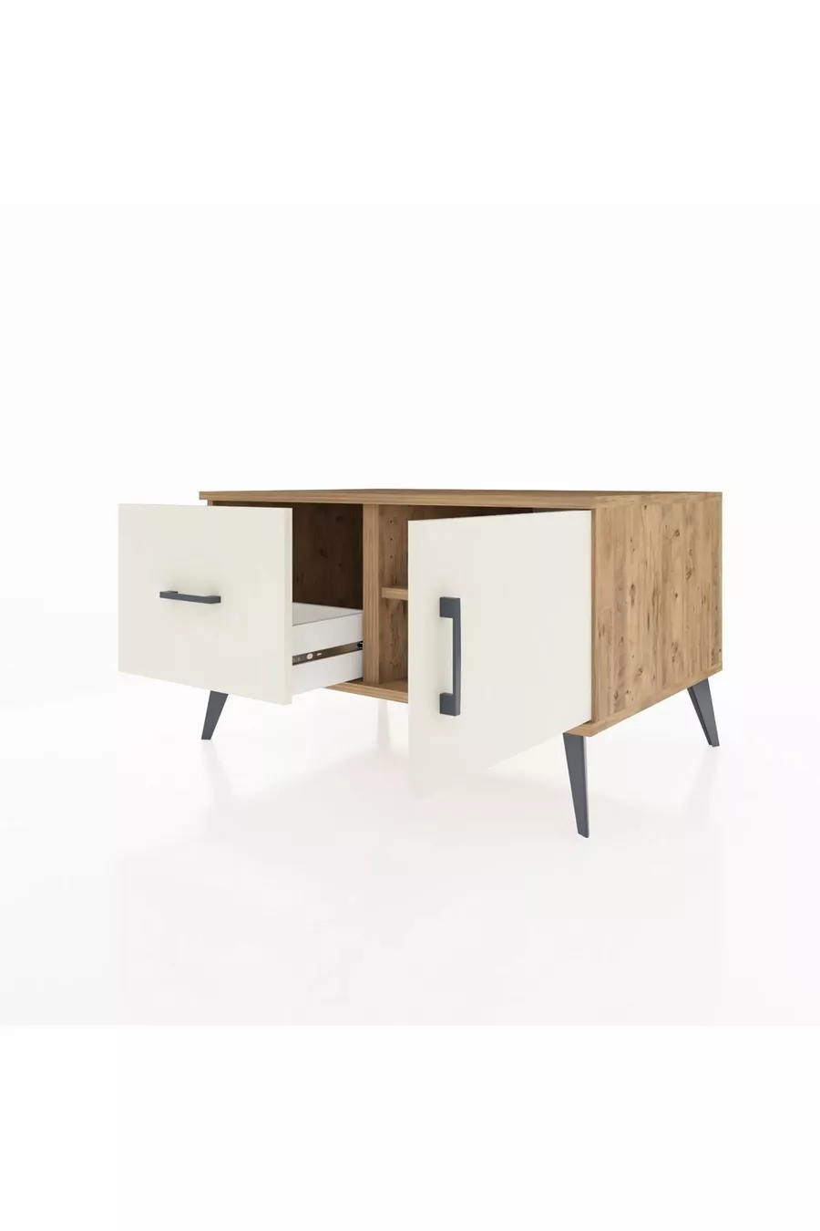 Commode Kronos à une étagère, un tiroir et une porte en pin-pierre d'onyx