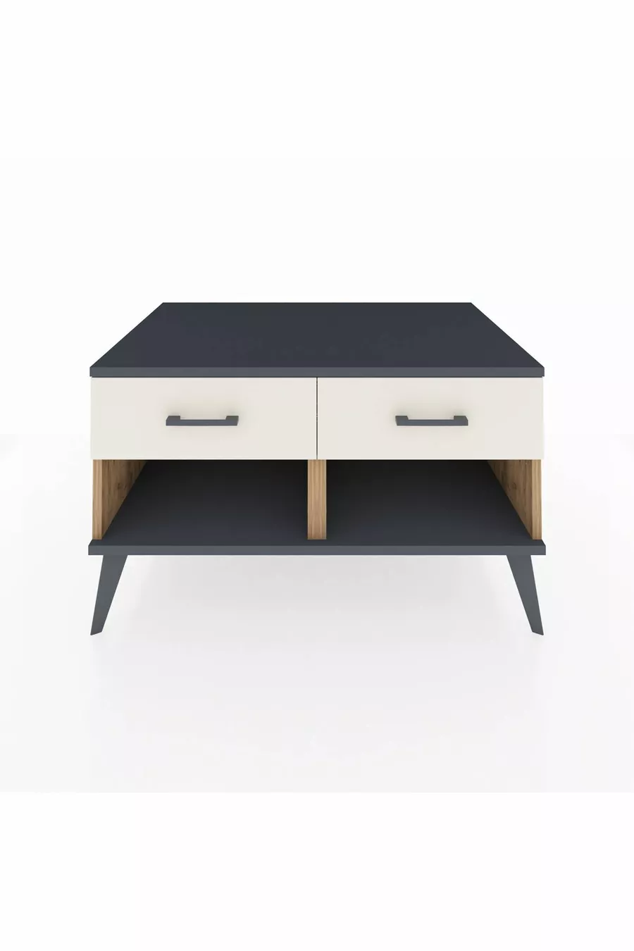 Commode Kronos 2 tiroirs Pin-Anthracite/Pierre de Lune