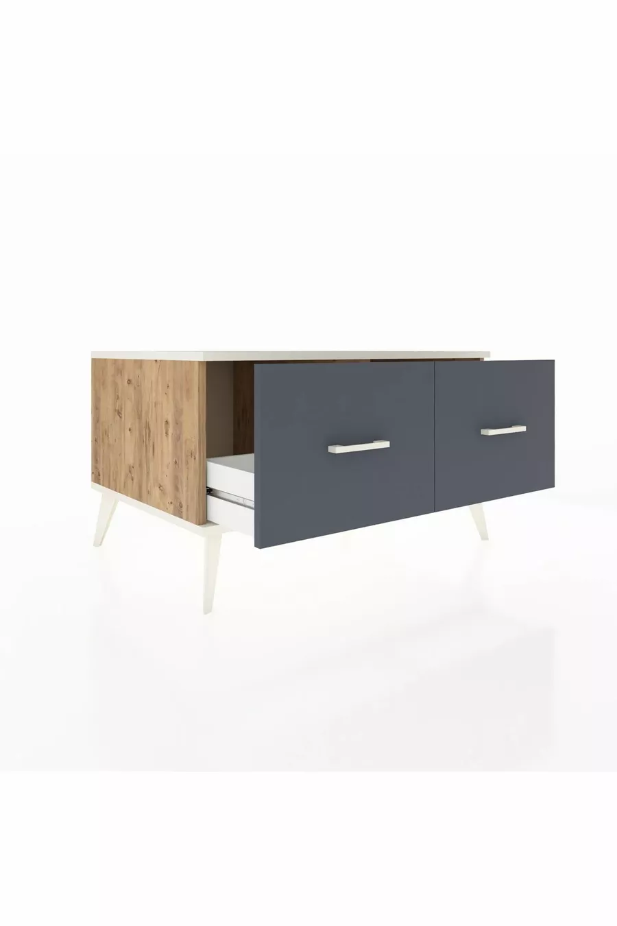 Commode Kronos 2 tiroirs Pin-Achat/Anthracite