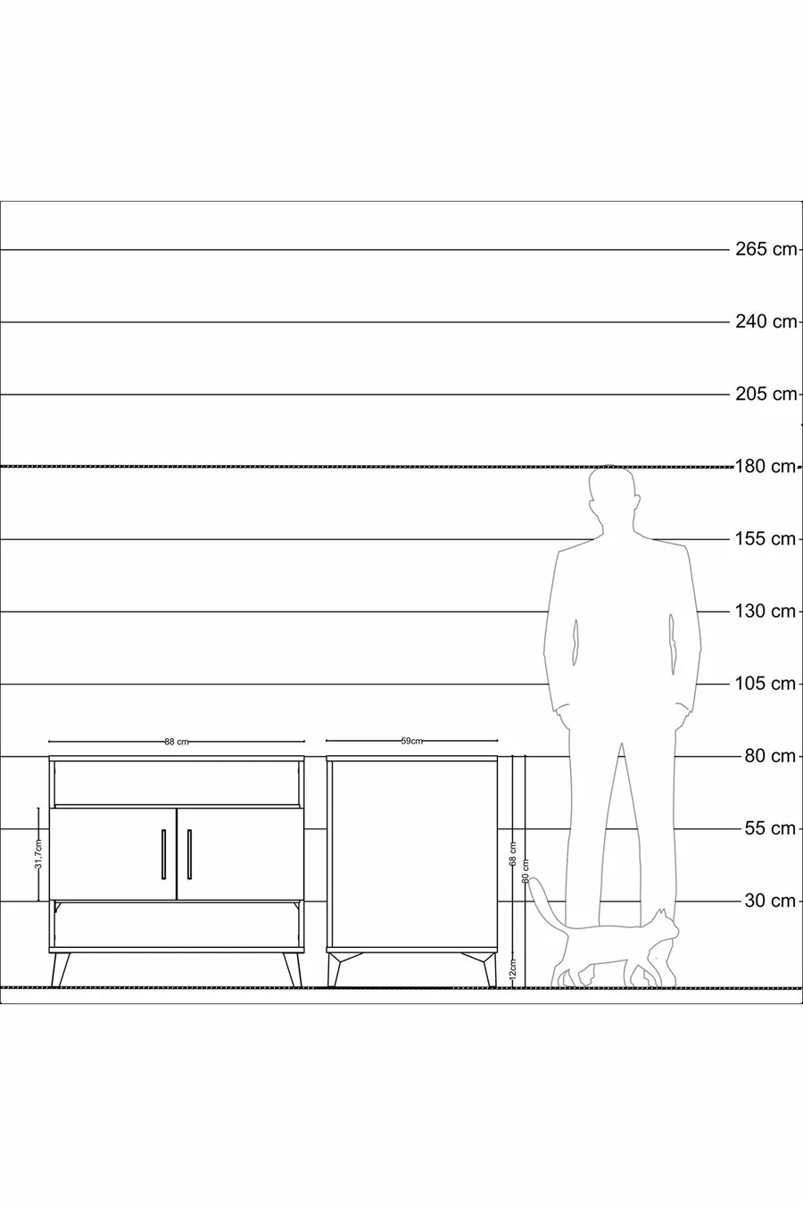 Commode Kronos 3 étagères 2 portes Pin-Anthracite