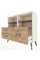 Commode Arges 4 étagères 3 tiroirs Pierre de lune-Pin