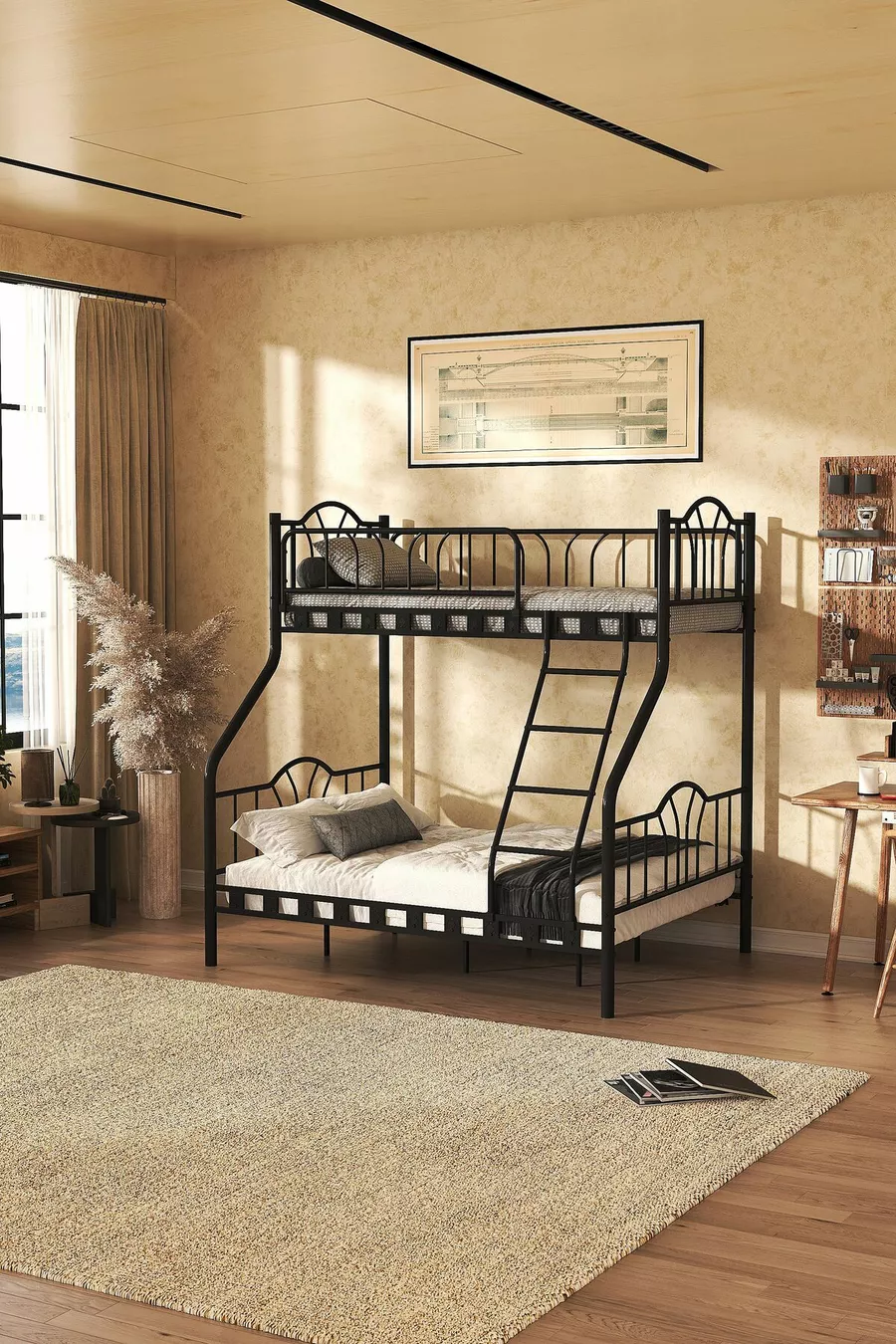 Imaj Lits superposés métalliques triple pour parents 3 personnes &