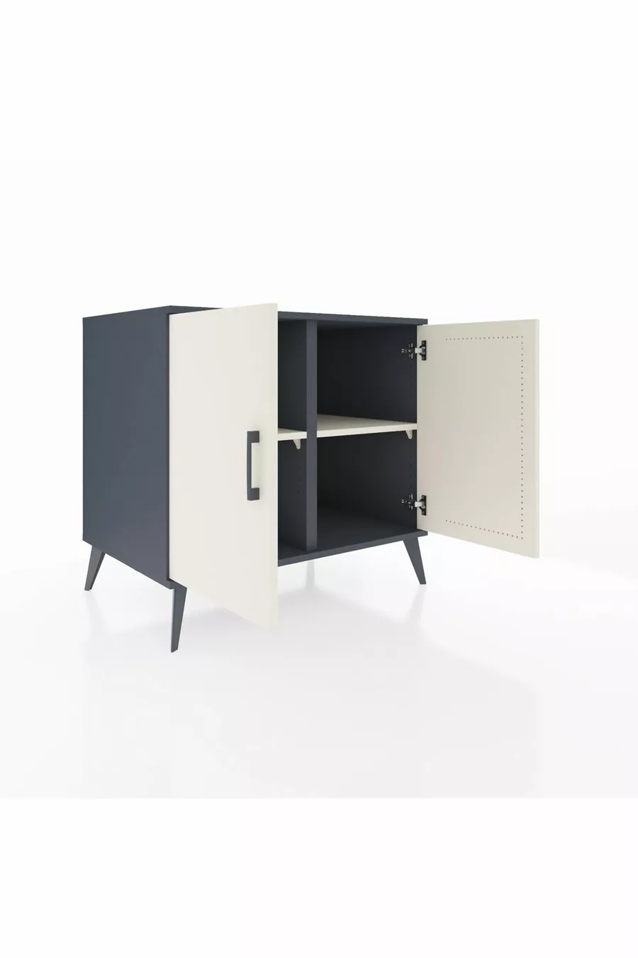Commode Kronos 2 étagères 2 portes Anthracite-Pierre de lune