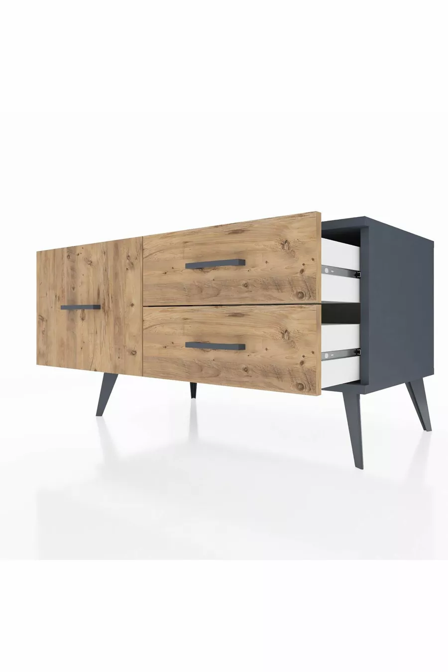 Commode Hyperion 3 tiroirs Anthracite-Anthracite/Sapin