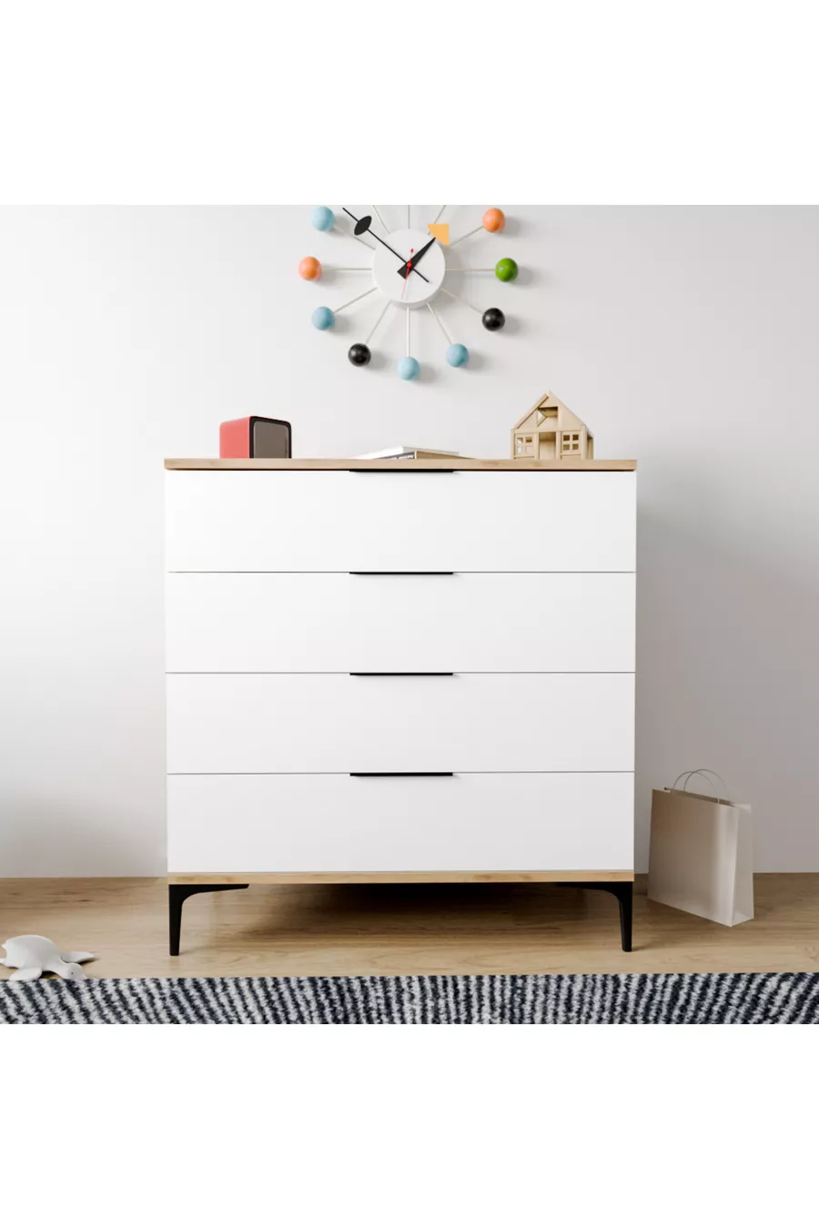 Commode blanche ADEN à 4 tiroirs