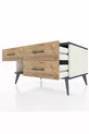Commode Kronos 3 tiroirs Pierre de Lune-Anthracite/Pin