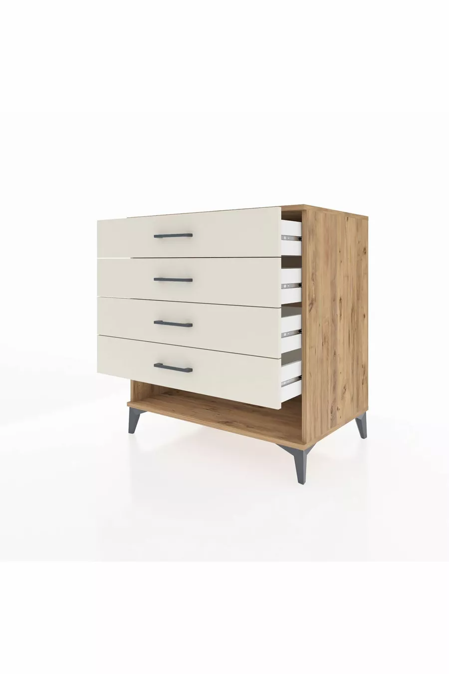 Kronos Kommode mit 4 Schubladen Kiefer-Marmor
