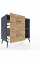 Commode Hyperion à une étagère et 2 tiroirs Anthracite-Anthracite/Sapin