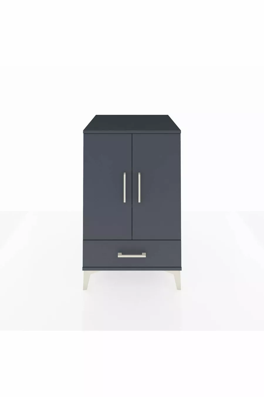 Table de chevet Kronos avec 3 étagères, 1 tiroir et 2 portes, Anthracite-Anthracite