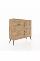 Commode Arges avec une étagère, 2 tiroirs et 2 portes, pin-pin