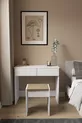 B İki Geniş Çekmeceli Oturaklı Yatak Odası Modern Puflu Makyaj Masası Organizer