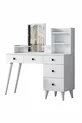 Coiffeuse avec miroir et 5 tiroirs, étagère pour bijoux, blanche