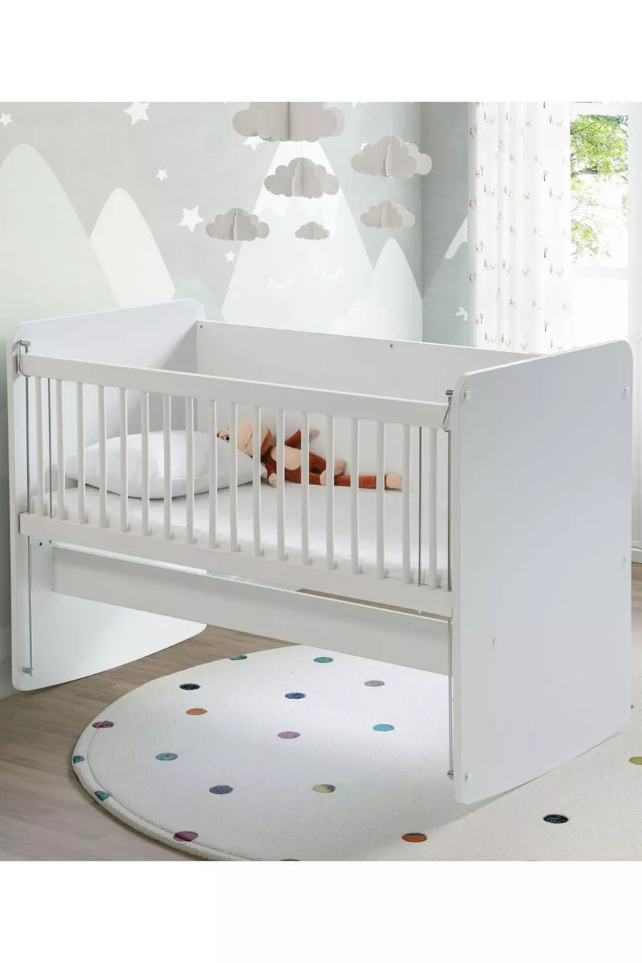 Schommelende en Vaste Babywieg bij Moeder - Babybed - Parkbed - Wit - Cm - 