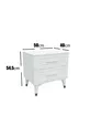 Table de chevet à 2 tiroirs avec volets Blanc Argent