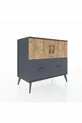 Commode Hyperion 2 étagères 2 tiroirs 2 portes Anthracite-Sapin/Anthracite