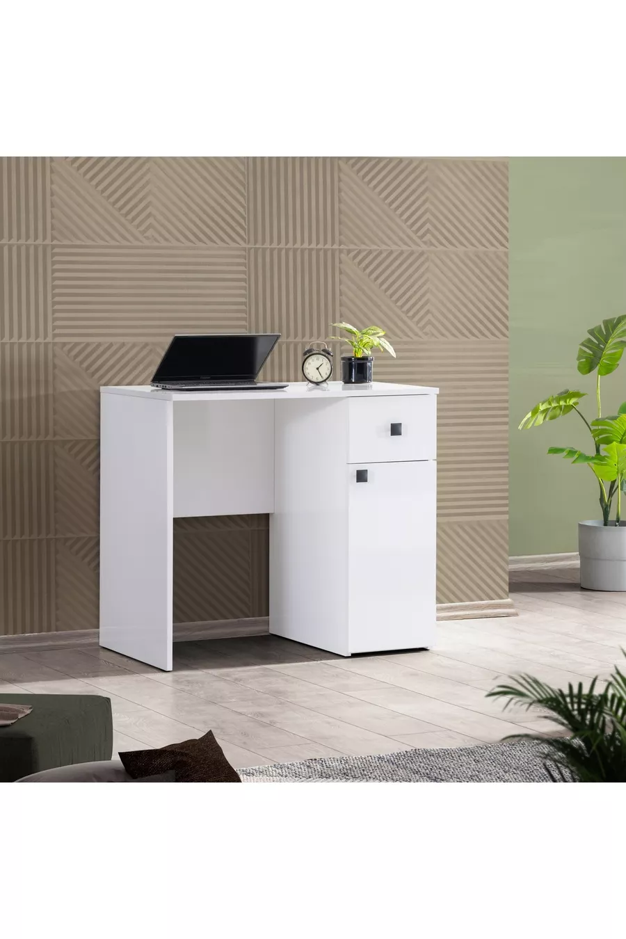 BUREAU AVEC ARMOIRE BLANCHE