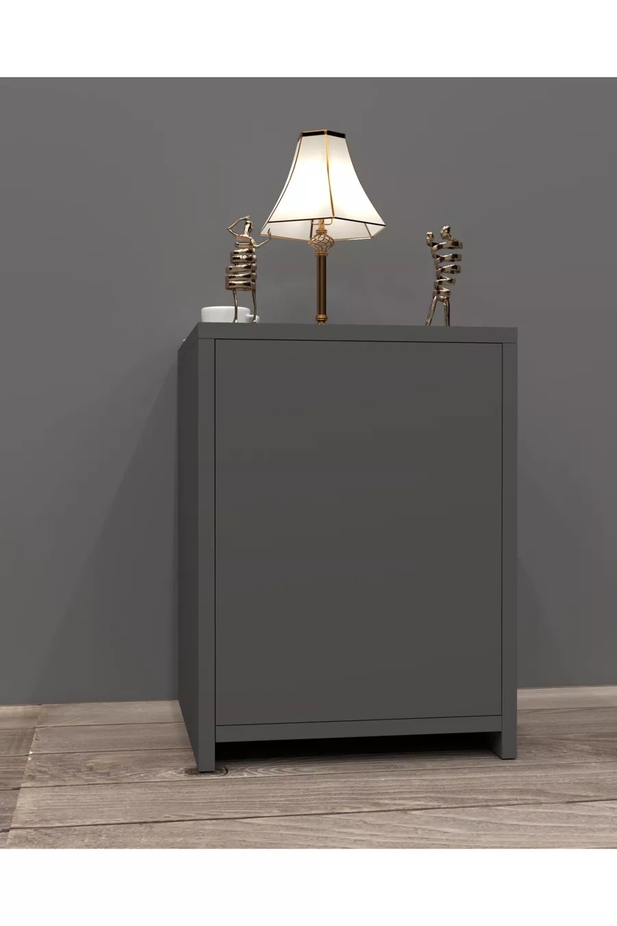 Table de chevet Bifur avec compartiment secret, MDF, livré assemblé, pas besoin de montage