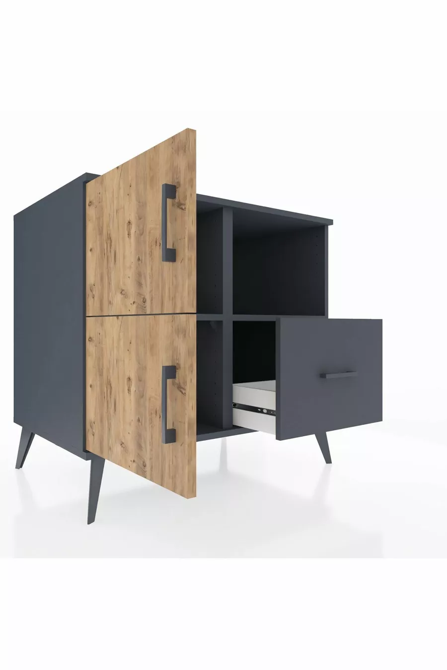 Kronos Dressoir 2 Planken 1 Lade 2 Deuren Antraciet-Den/Antraciet
