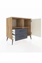 Commode Hyperion avec 2 étagères, 2 tiroirs et 1 porte, en pin et gris anthracite