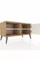 Commode Hyperion à 2 étagères avec porte unique en pin et travertin