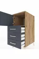 Table de chevet Kronos avec une étagère, 3 tiroirs et une porte, pin-anthracite