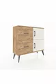 Commode Arges avec une seule étagère, 2 tiroirs et 2 portes, en pin-pierre d'âme/pin