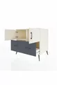 Commode Kronos avec 2 étagères, 2 tiroirs et 2 portes, Pierre de Lune/Anthracite