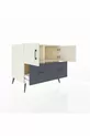 Commode Kronos avec 2 étagères, 2 tiroirs et 2 portes, Pierre de Lune/Anthracite