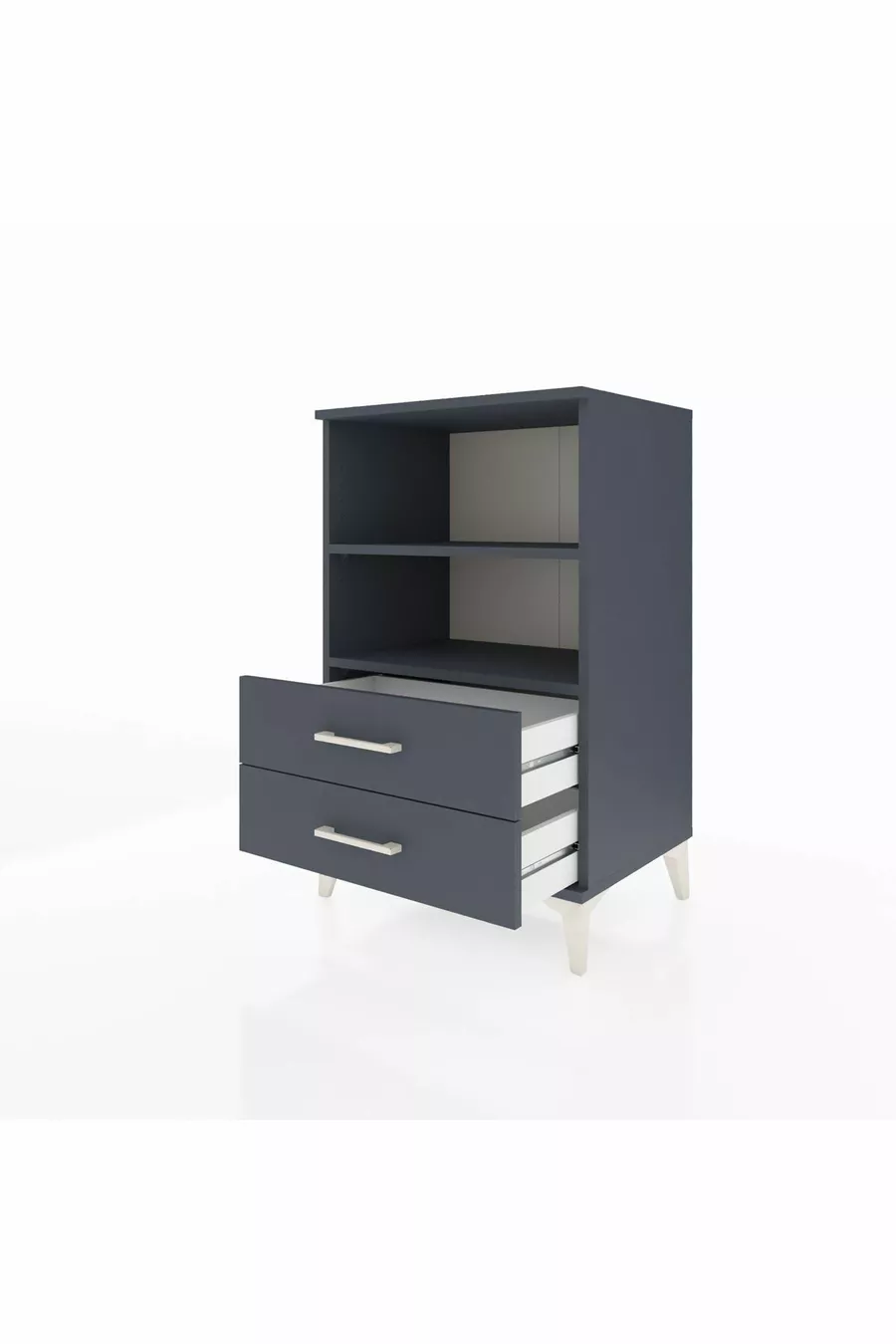 Commode Hyperion 2 étagères 2 tiroirs Anthracite-Anthracite