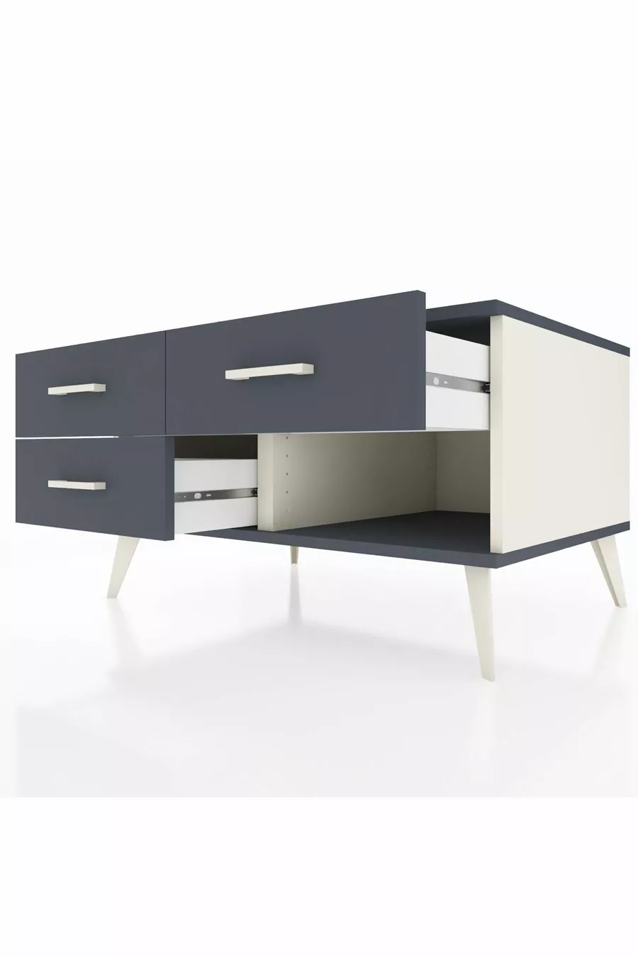 Commode Kronos 3 tiroirs Pierre de lune-Anthracite