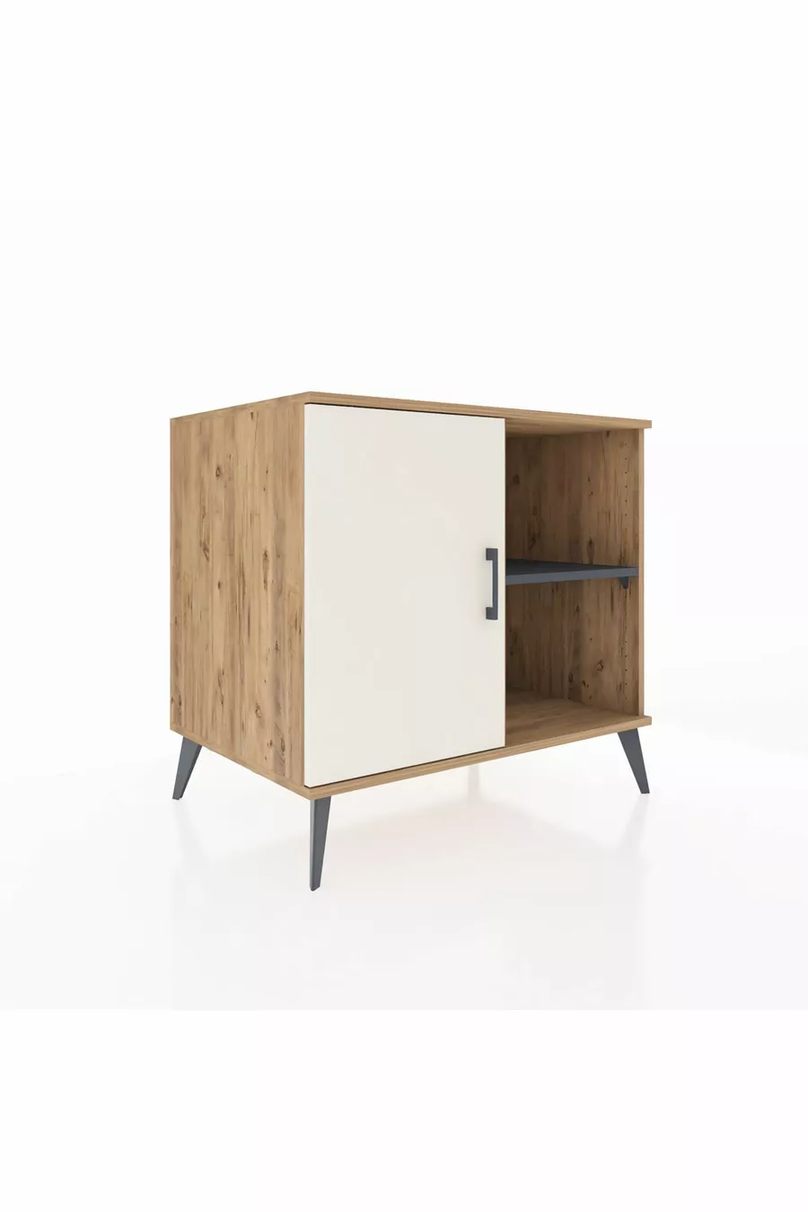 Commode Kronos à 2 étagères avec une porte en pin-pierre d'agate / Anthracite