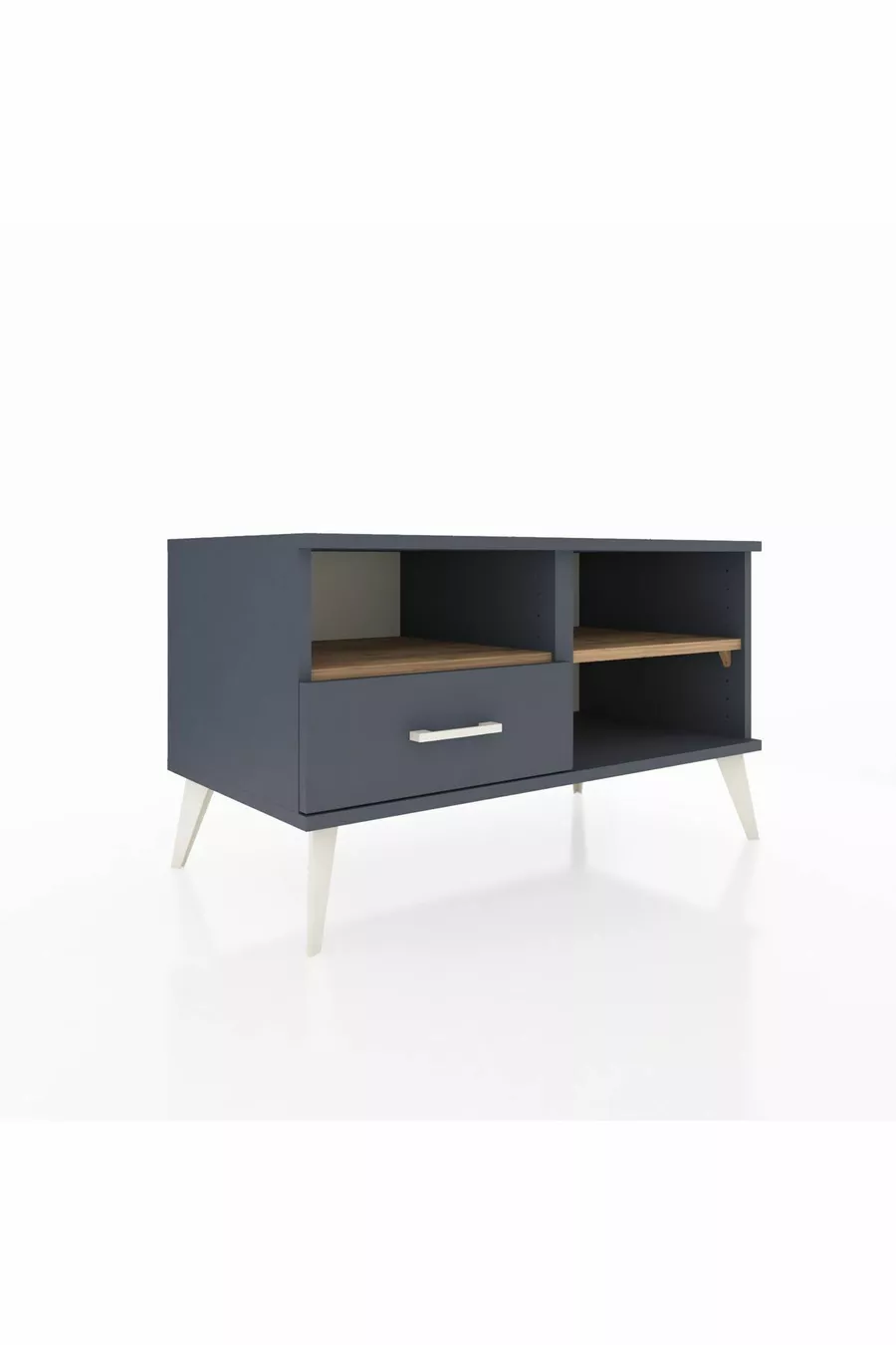 Commode Hyperion 2 étagères 1 tiroir Anthracite-Cèdre/Anthracite