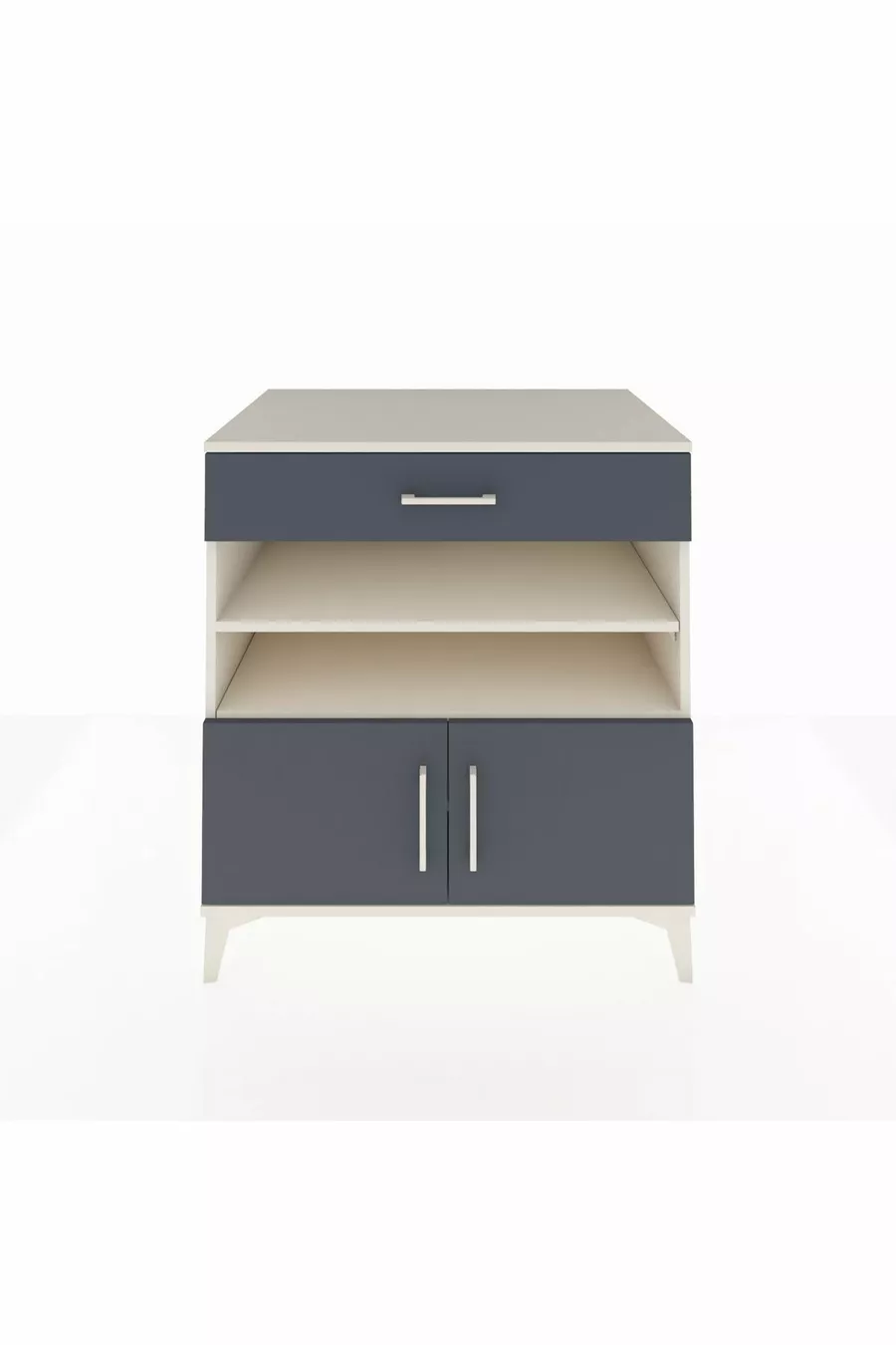 Commode Kronos avec 3 étagères, 1 tiroir et 2 portes, Pierre de Lune-Anthracite