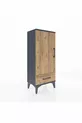 Table de chevet Arges avec 3 étagères, un tiroir et une porte, Anthracite-Pin