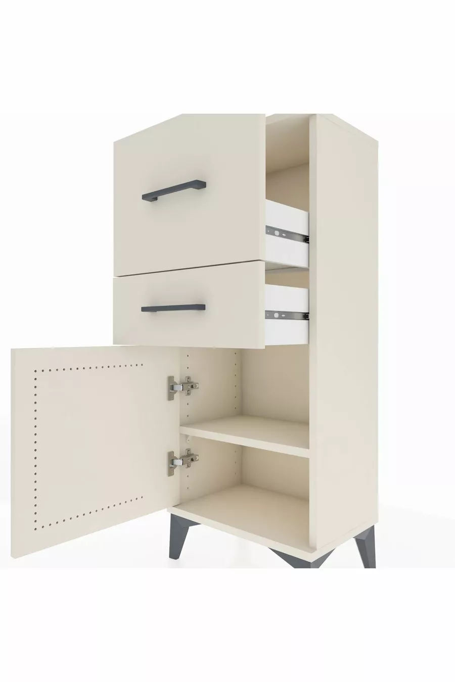 Arges Commode Single Shelf 2 Drawers Single Door Moonstone-Moonstone