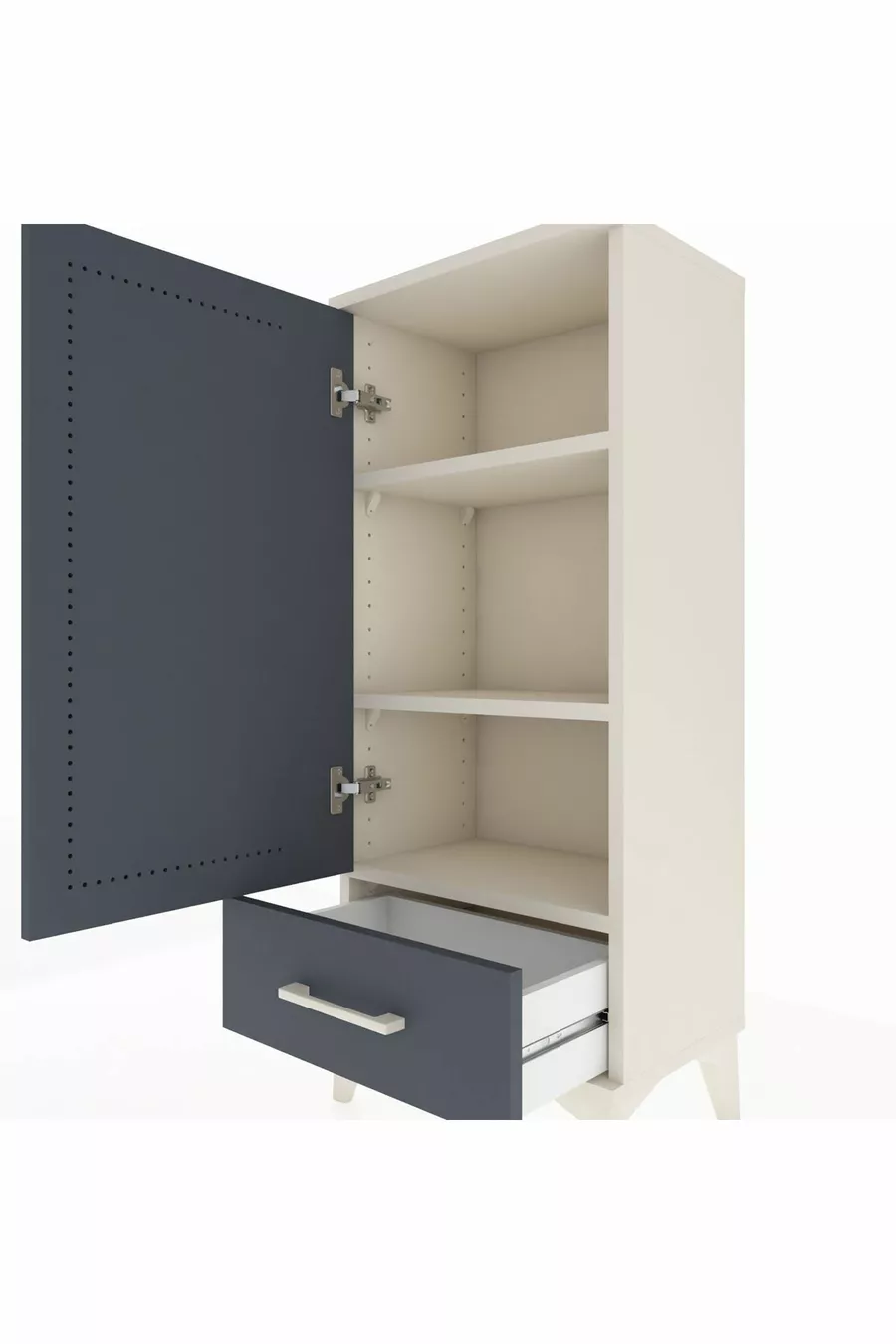 Arges Commode with 3 Shelves, Single Drawer and Single Door, Moonstone-Anthracite