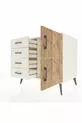 Commode Kronos à une étagère, 4 tiroirs, 2 portes, Pierre de Lune/Pin