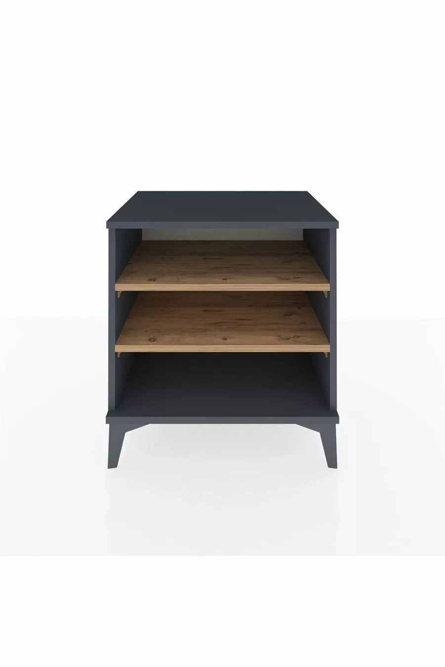 Hyperion Bedside Table 2-Shelf Anthracite-Pine