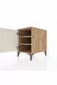 Table de chevet Kronos à 2 étagères avec 1 porte, pin-pierre d'onyx