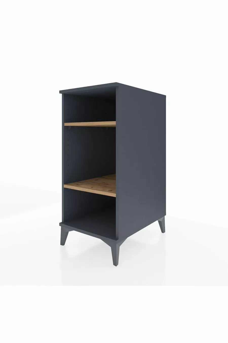 Kronos Nightstand 2-Shelf Anthracite-Pine