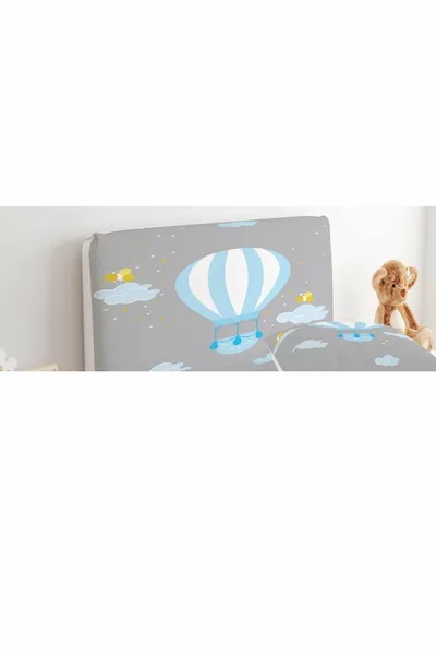 Bed Headboard Cover Blue Flying Balloon on the Floor