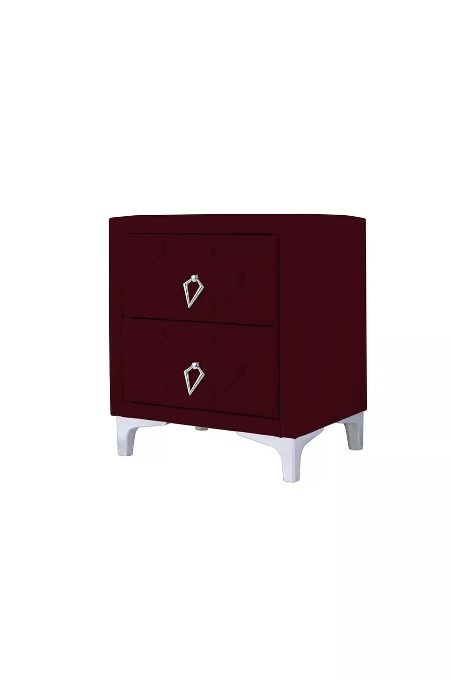 Table de chevet Ruby Silver, à 2 tiroirs