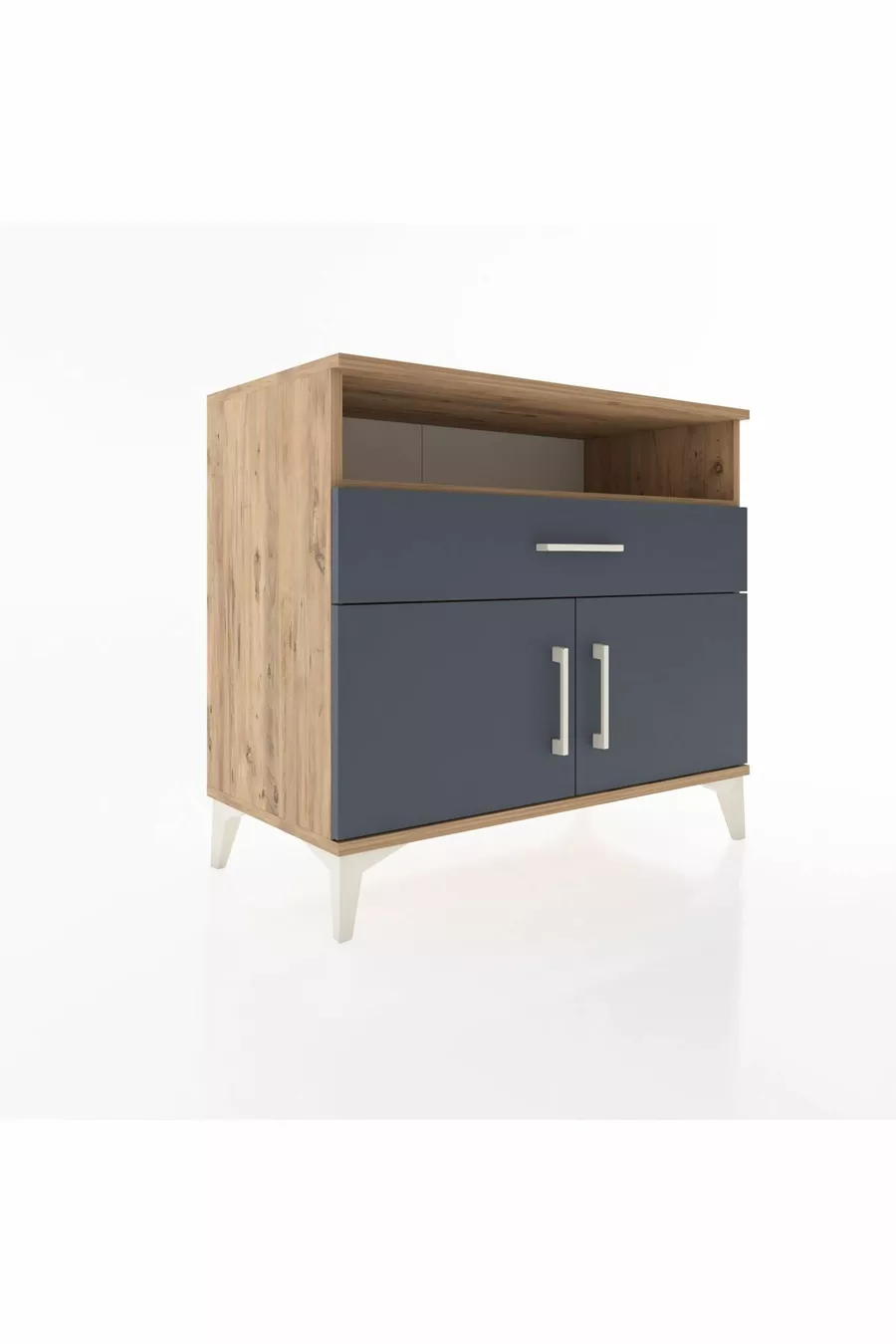 Commode Hyperion à une étagère, un tiroir et deux portes en pin-anthracite