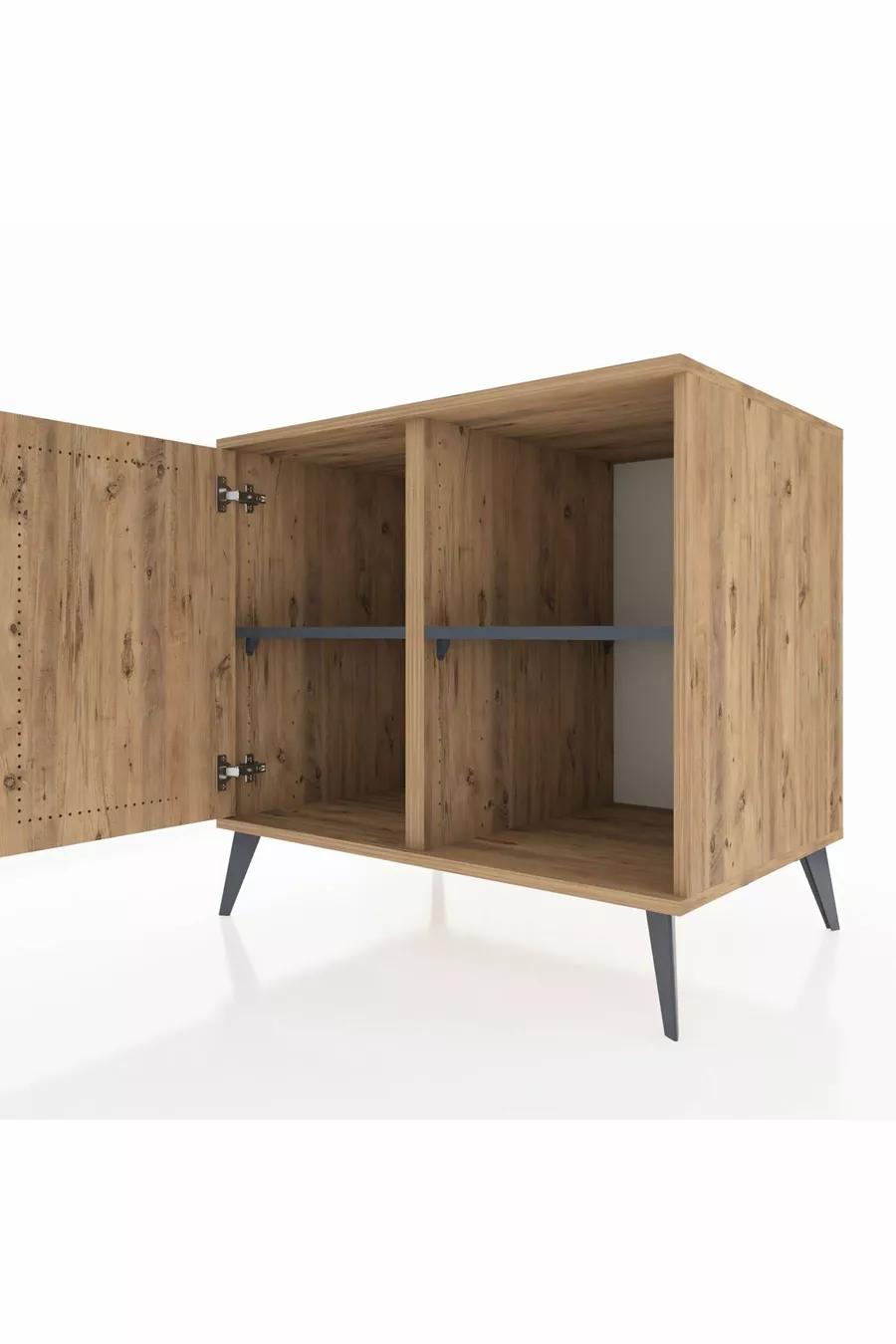 Commode Kronos à 2 étagères avec une porte, pin-pin/anthracite
