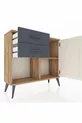 Commode Arges avec une seule étagère, 2 tiroirs et une porte, pin-gris anthracite