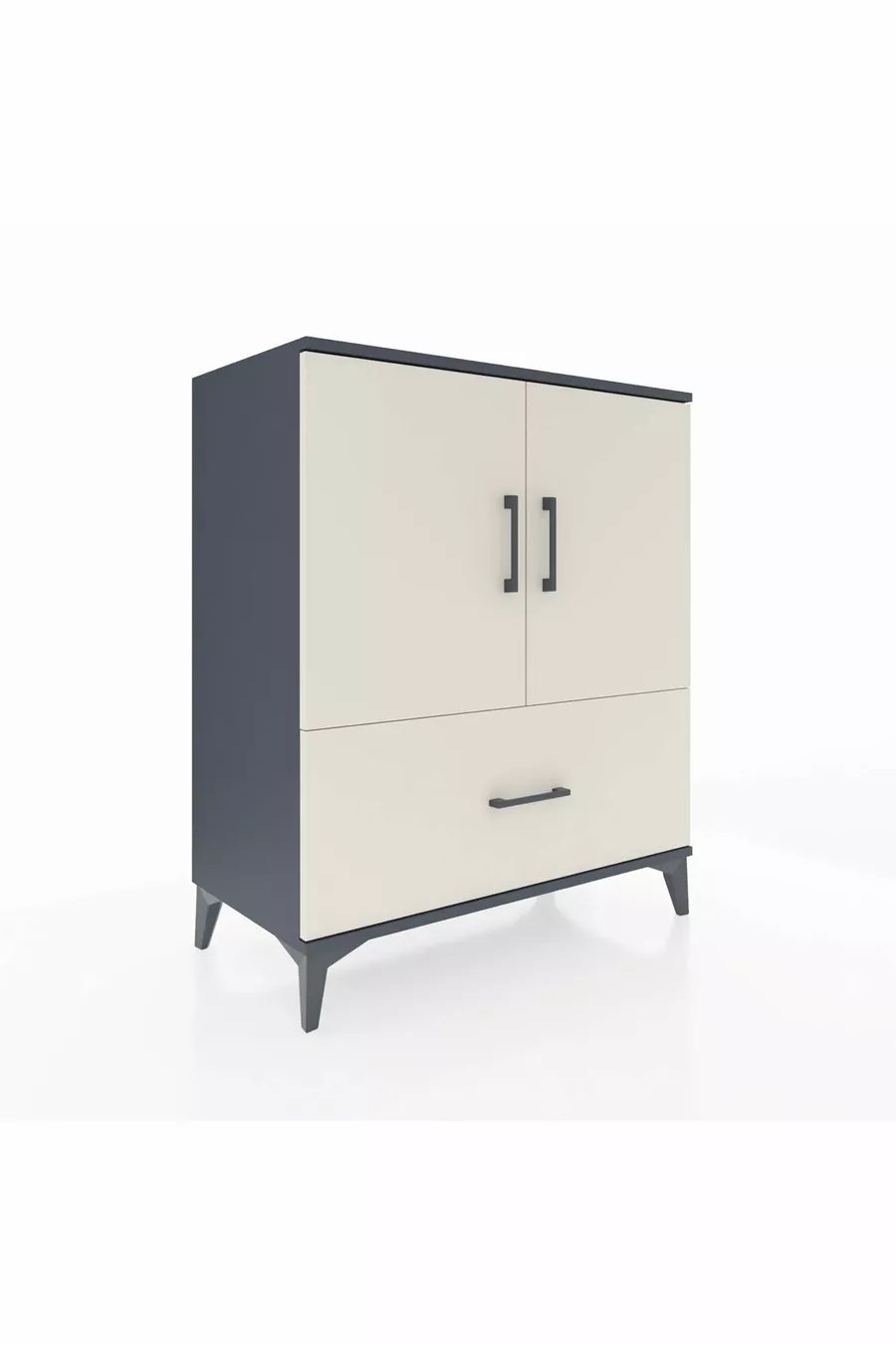 Commode Hyperion 2 étagères 1 tiroir 2 portes Anthracite-Quartz