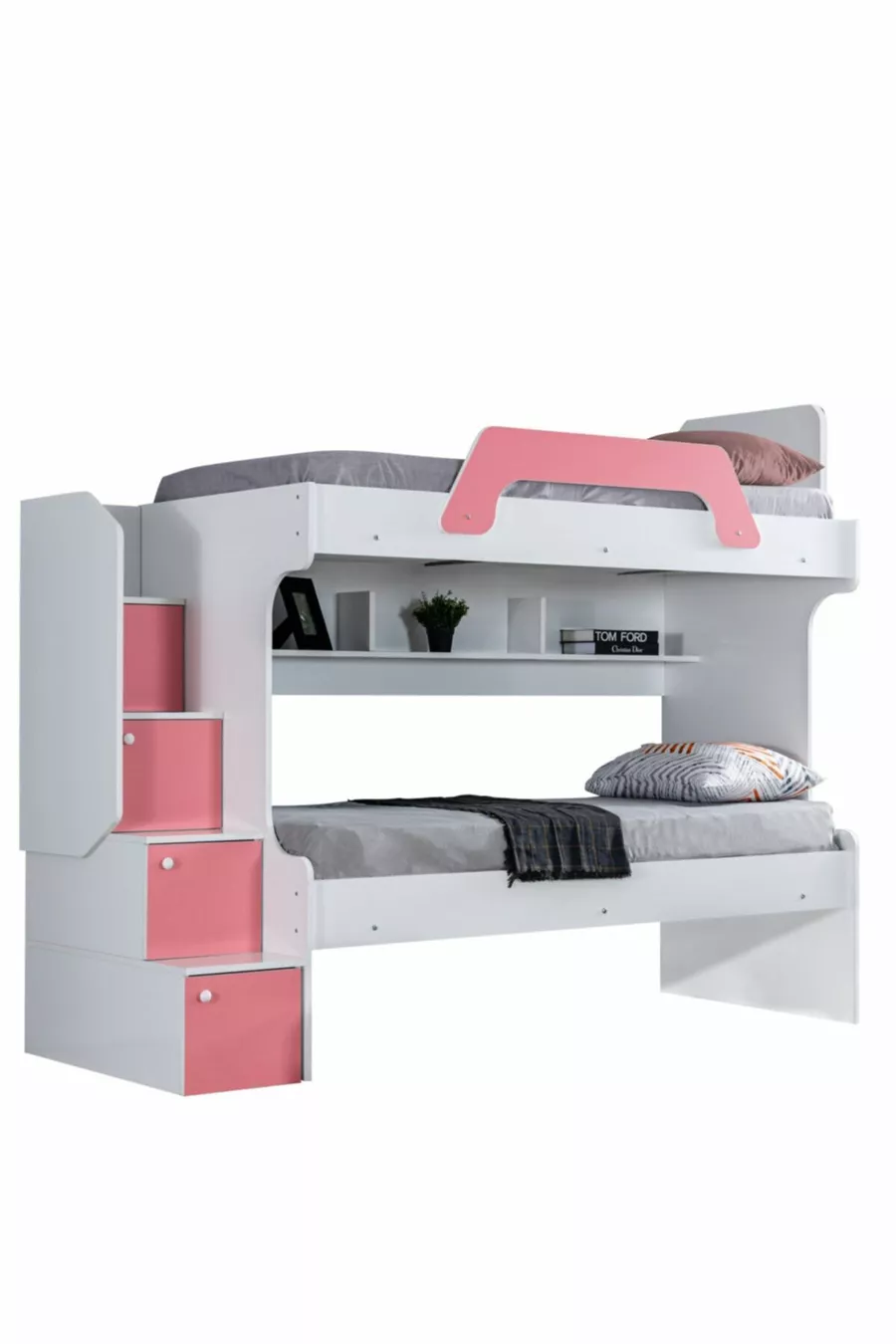 Stapelbed, Inci 2-persoons Stapelbed - Roze 2 Comfort Matrassen