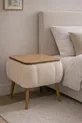 Lina Sandıklı Nightstand, Modern Nightstand with Teddy Fabric Upholstery and Wooden Legs