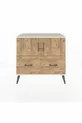 Commode Hyperion avec 2 étagères, 2 tiroirs et 2 portes, Pierre de Lune-Pin